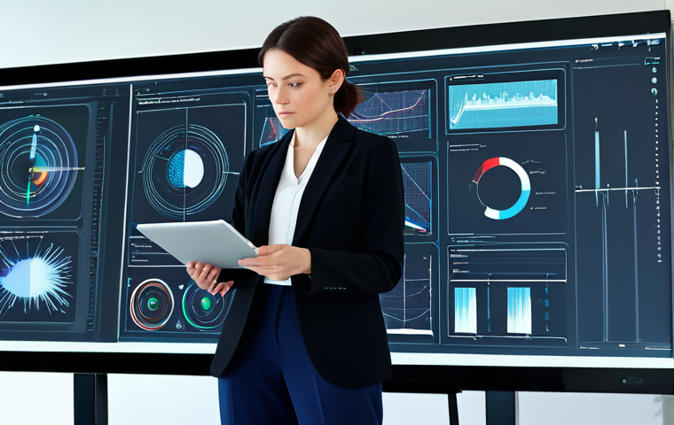 A professional female art educator, mid-30s, wearing a modest yet stylish blazer and slacks, fully clothed, appropriate attire, professional dress. She is intently focused on a large interactive digital screen, demonstrating techniques on a graphic tablet with a subtle glowing digital pen. On the screen, abstract AI-generated art blends with human-drawn elements, showcasing prompt engineering. The setting is a modern, well-lit art studio with minimalist decor, large windows, and sleek digital workstations in the background. Perfect anatomy, correct proportions, natural pose, well-formed hands, proper finger count, safe for work, appropriate content, professional, high detail, studio lighting, ultra-realistic, photo-realistic.