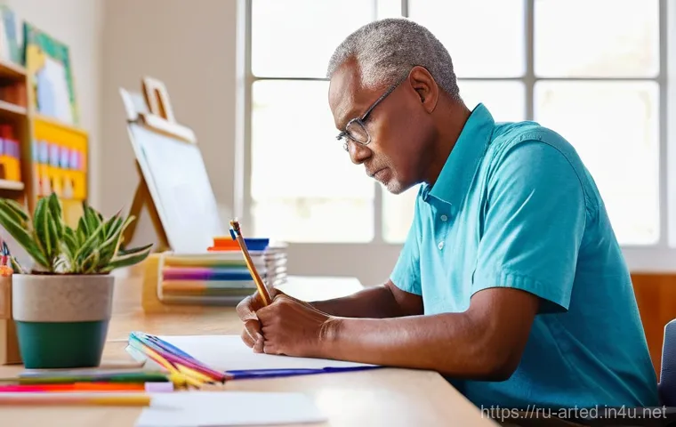 미술교육사 직업 스트레스 관리법 - **Prompt 1: Reconnecting with Personal Artistry**
"A female art teacher, mid-30s, with kind eyes... 미술교육사 직업 스트레스 관리법 - **Prompt 1: Reconnecting with Personal Artistry**
"A female art teacher, mid-30s, with kind eyes...