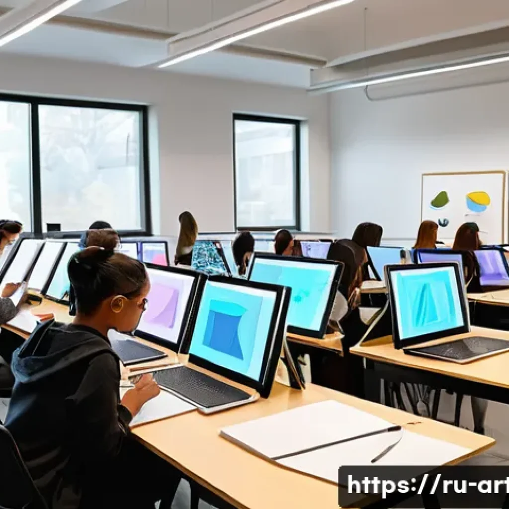 미술교육사 취업을 위한 추천 자격증 - A modern art classroom scene featuring a diverse group of adult and teenage students actively engage...