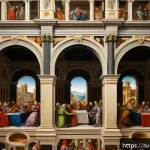 Home 21 미술교육사 국가시험 준비 자료 - A richly detailed Renaissance art scene depicting a harmonious composition with accurate perspective...
